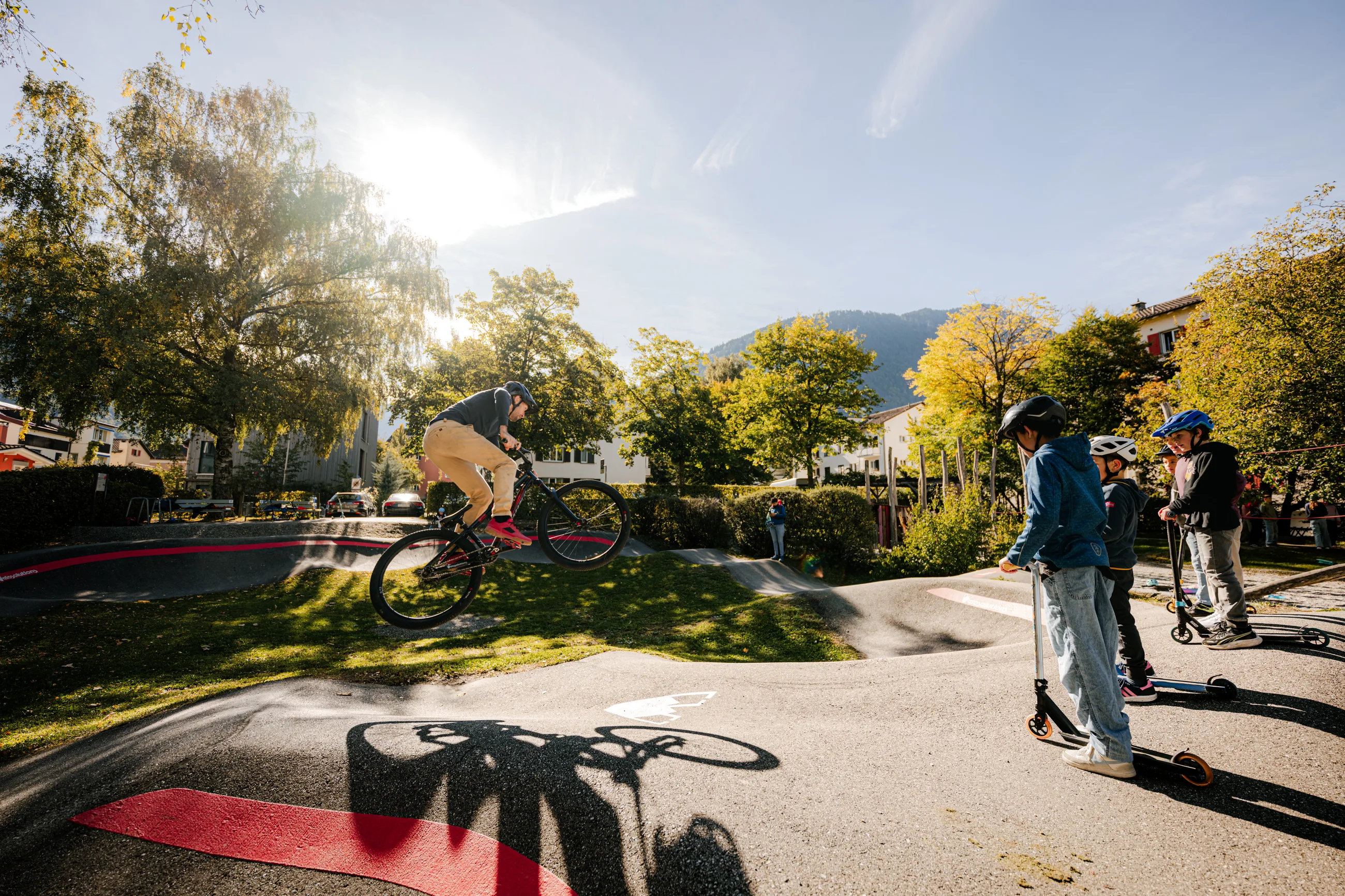 rider riding a velosolutions pumptrack